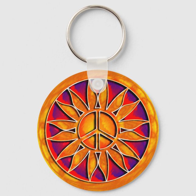 CHAVEIRO RETRO PEACE SIGN SUN (Frente)