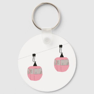 Chaveiro Retro Pink Ski Gondola Lift Skiers