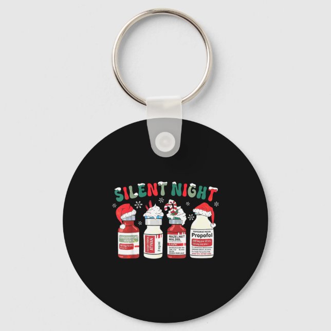 Chaveiro Retro Profol Silent Night Icu Nurses Funny Merry C (Frente)
