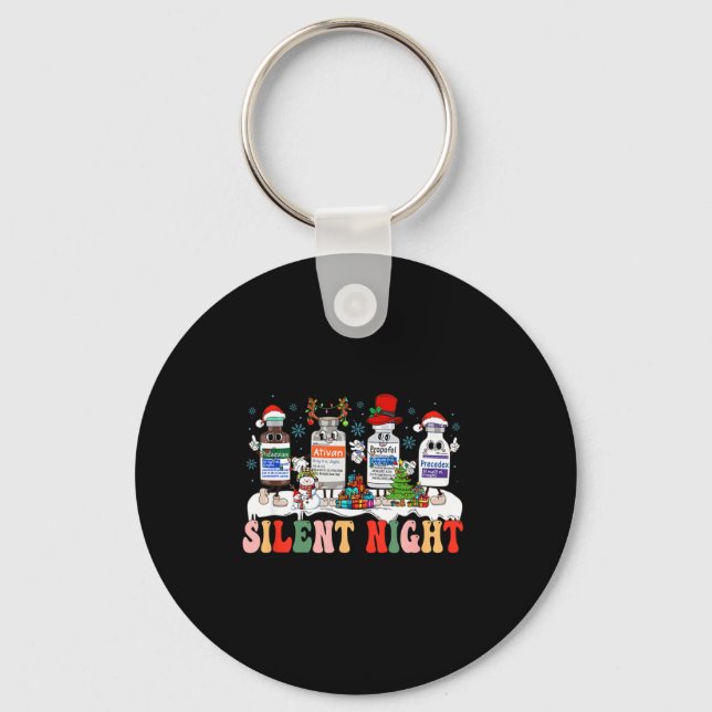Chaveiro Retro Profol Silent Night Icu Nurses Funny Merry C (Frente)