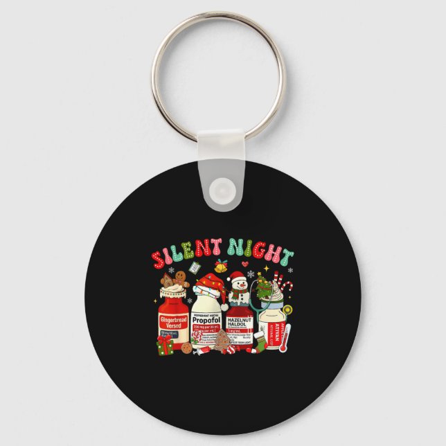 Chaveiro Retro Profol Silent Night Icu Nurses Funny Merry C (Frente)