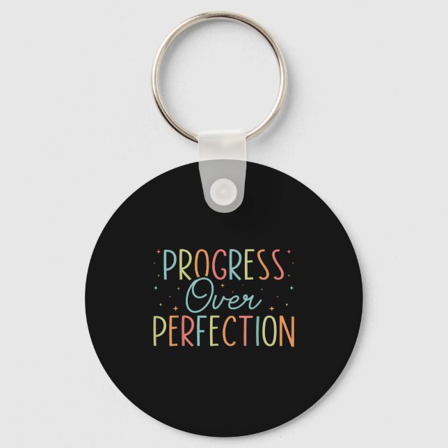 Chaveiro Retro Progress Over Perfection Motivational Quote  (Frente)