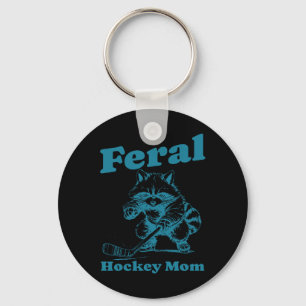 Chaveiro Retro Raccoon Feral Mãe de Família do Hóquei Jogad
