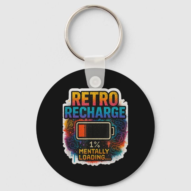 Chaveiro “retro Recharge – Mentally Loading…”  (Frente)