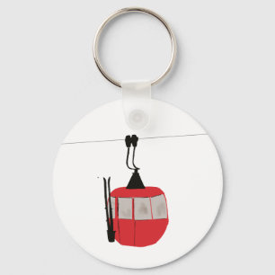 Chaveiro Retro Red Ski Gondola Lift Personalizado