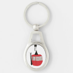 Chaveiro Retro Red Ski Gondola Lift Personalizado