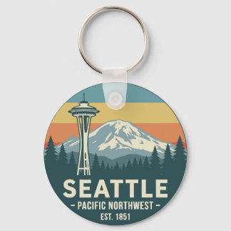 Chaveiro Retro Seattle Pacífico Noroeste Mt. Rainier
