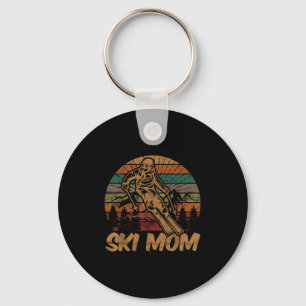 Chaveiro Retro Ski Mamãe Sunset Gift Mãe Skier Fan Skiing