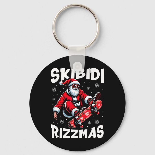 Chaveiro Retro Skibidi Rizzmas Funny Santa Clause Skating B (Frente)