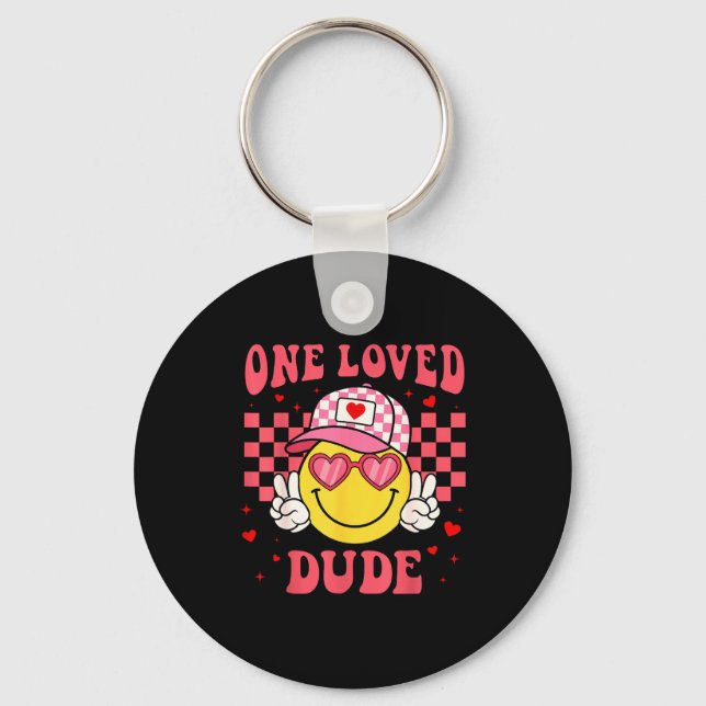 Chaveiro Retro Smile Face One Loved Dude Valentines Day Men (Frente)