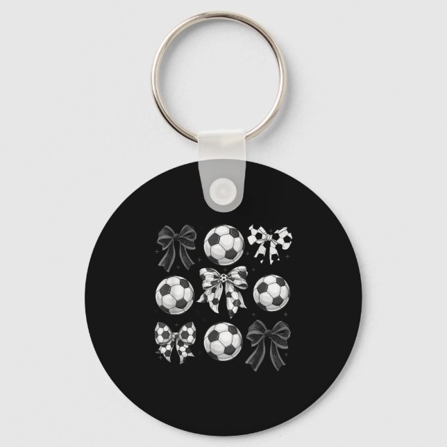 Chaveiro Retro Soccer Bow,game Day,coquette Soccer Mom,mama (Frente)