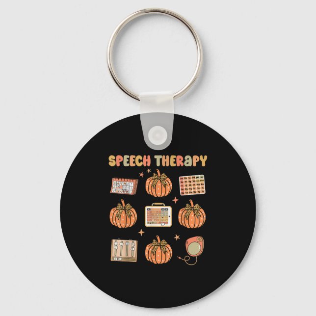 Chaveiro Retro Speech Therapy Slp Fall Pumpkin Speech Thera (Frente)
