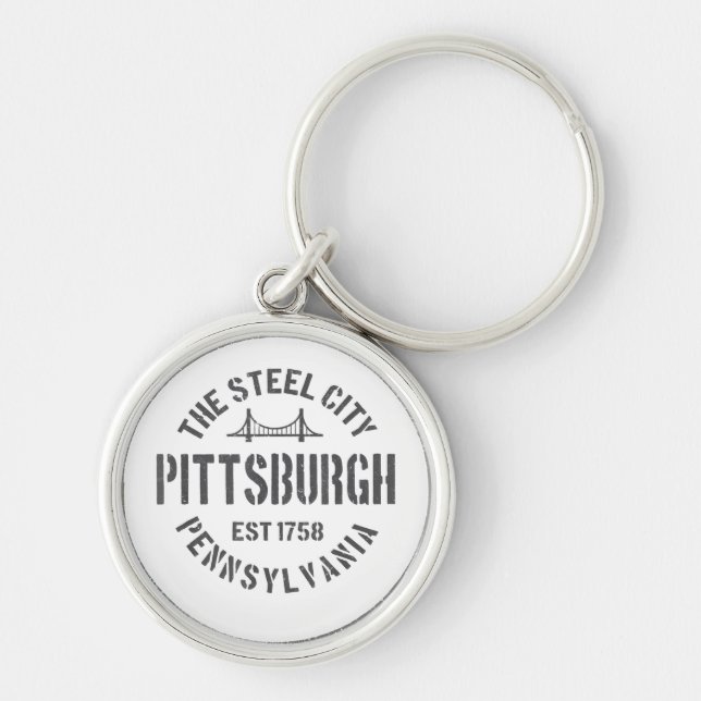 Chaveiro Retro Steel City Pittsburgh Pensilvânia Yinz (Frente)