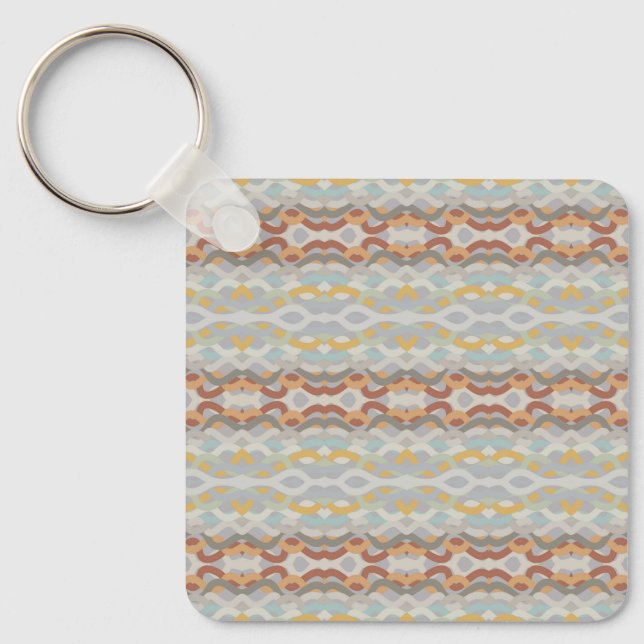Chaveiro Retro Summer Geometric Color Block Pattern Design  (Frente)