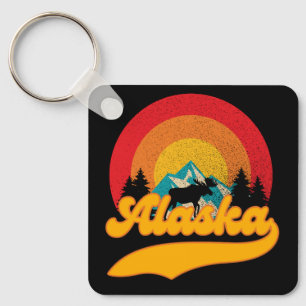 Chaveiro Retro Sunset Alaska Juneau Moose 0Montanhas Selvag