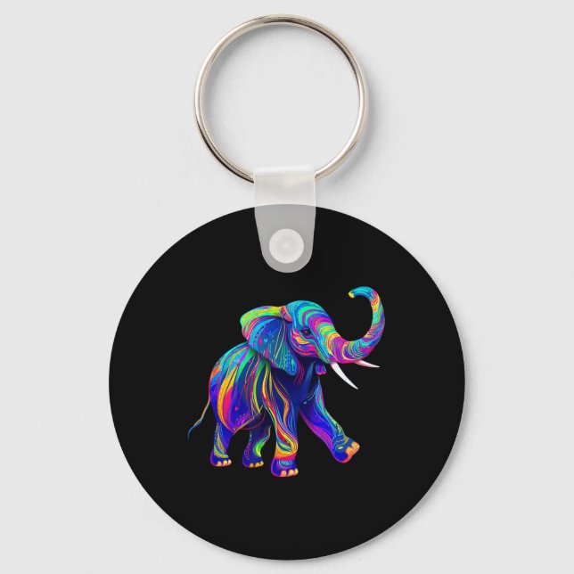 Chaveiro Retro Synthwave anos 80 90 Elefante Tromba Acima C (Frente)