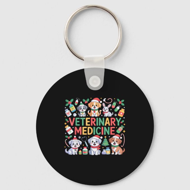 Chaveiro Retro Veterinary Medicine Vet Tech Cat Dog Lover C (Frente)