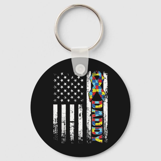 Chaveiro Retro Vintage Americano Flag Autism Dadd (Frente)