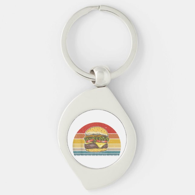 Chaveiro Retro Vintage Cheeseburger Design Costume Hamburge (Frente)