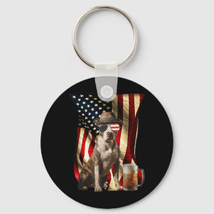Chaveiro Retro Vintage Patriótico Pitbull Cão Bandeira EUA