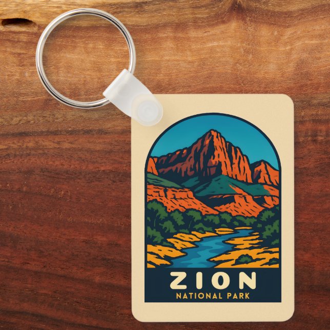 Chaveiro Retro Vintage Travel Zion National Park Utah (Frente)
