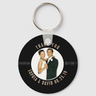 Chaveiro Retro Vinyl Record Wedding Foto de Favor Obrigado