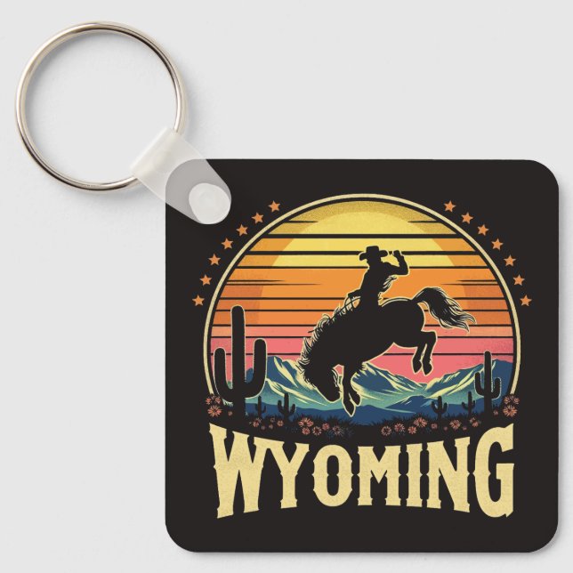 Chaveiro Retro Wyoming Cowboy (Frente)