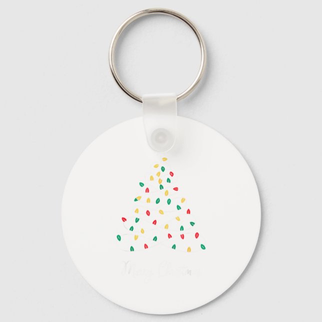 Chaveiro Retro Xmas Merry Christmas Tree Lights  (Frente)