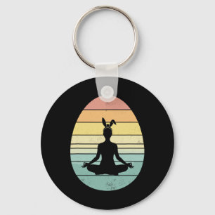 Chaveiro Retro Yoga Ovo de Páscoa Dia de Páscoa Meditação F