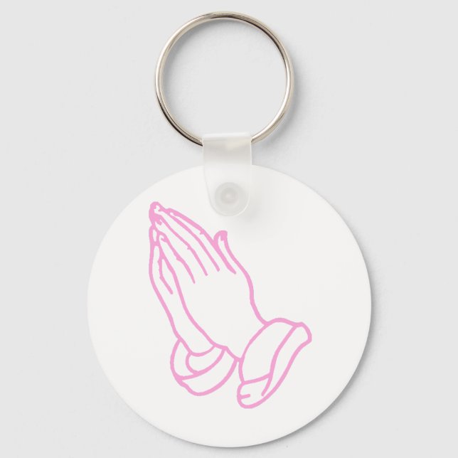 Chaveiro Rezando Mãos em Bebê Rosa (Frente)