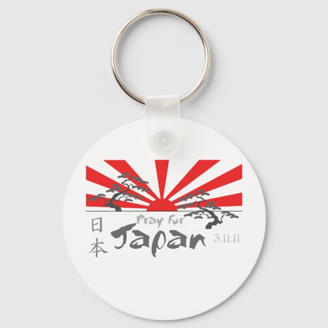 Chaveiro Reze pelo Japão com o Sol Ascensão (Frente)