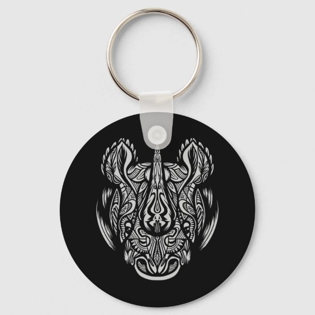 Chaveiro Rhino Face design Ornamental (Frente)