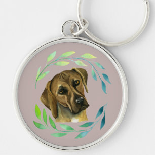 Chaveiro Rhodesian Ridgeback com uma aguarela da grinalda