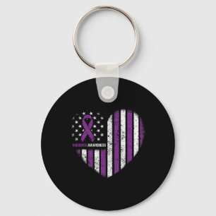 Chaveiro Ribbon Roxo Conscientização sobre Dependência de D