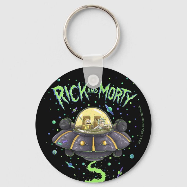 Chaveiro RICK E MORTY™ | Gráfico de Voo Espacial Ilustrado (Frente)