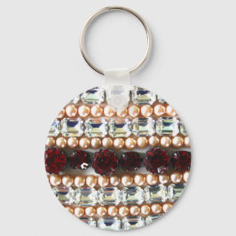 Chaveiro Rinestonas e pérolas - joias de colheita