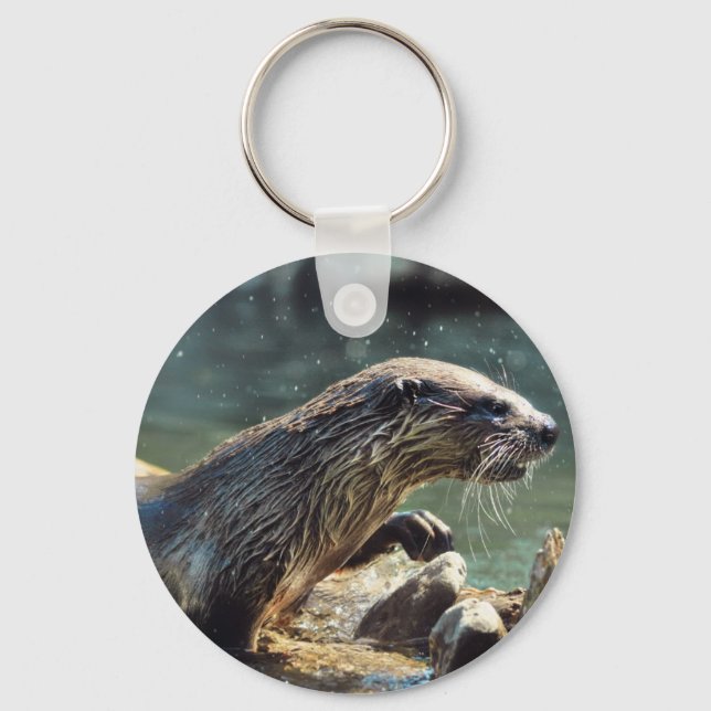 Chaveiro Rio Otter Animal-lover Foto da vida selvagem (Frente)