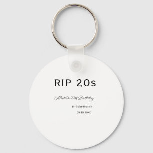 Chaveiro RIP 20s aniversário de 21 anos simples data mínima