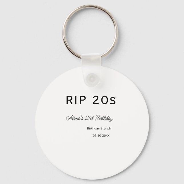 Chaveiro RIP 20s aniversário de 21 anos simples data mínima (Frente)