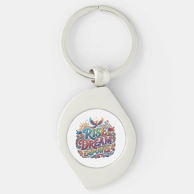 Chaveiro Rise Dream Empower – Tipografia Inspiradora (Frente)