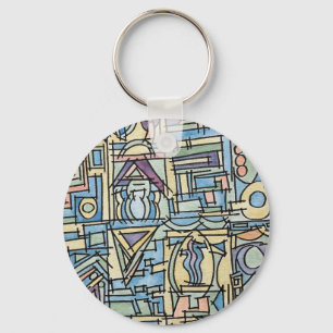Chaveiro Ritmo Em Azul-Arte Abstrata Pintada à Mão