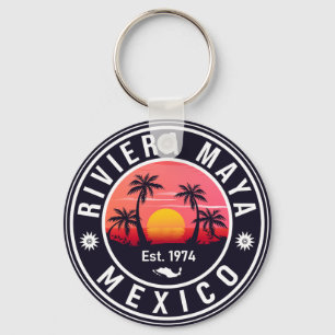 Chaveiro Riviera Maya México Retro Sunset Souvenirs 60s