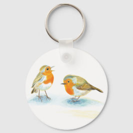 Chaveiro Robins vermelhos no inverno