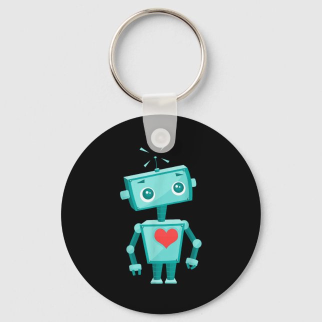 Chaveiro Robot Heart Valentine's Day For Kids Girls  (Frente)