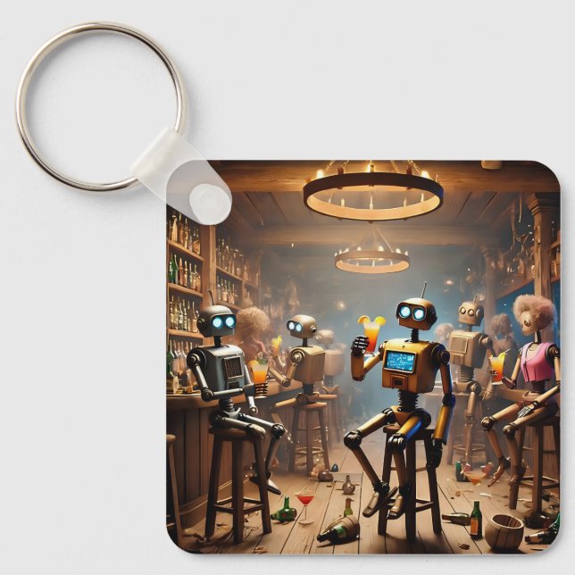 Chaveiro robots having fun in a bar (Frente)