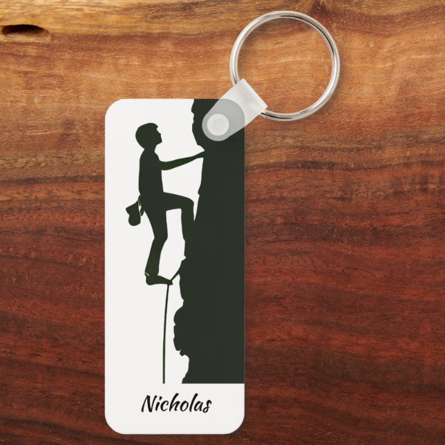 Chaveiro Rock Climbing Mountain Climber Silhouette  (Verso)