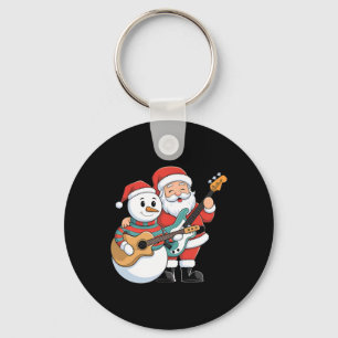Chaveiro Rock Guitar Snowman E Papai Noel Tocando Violão