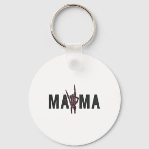 Chaveiro Rock On Skeleton Mama Halloween Vintage Tee W