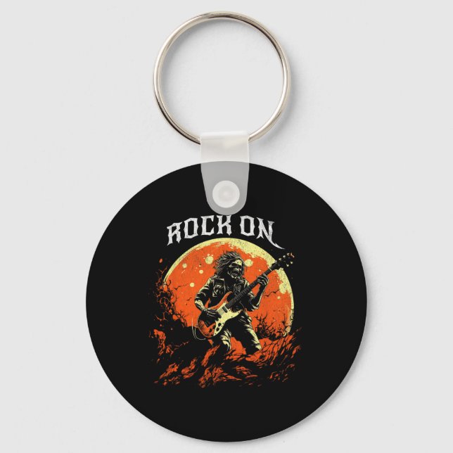 Chaveiro Rock On Skeleton Tocando Violão Rock And Roll Hall (Frente)