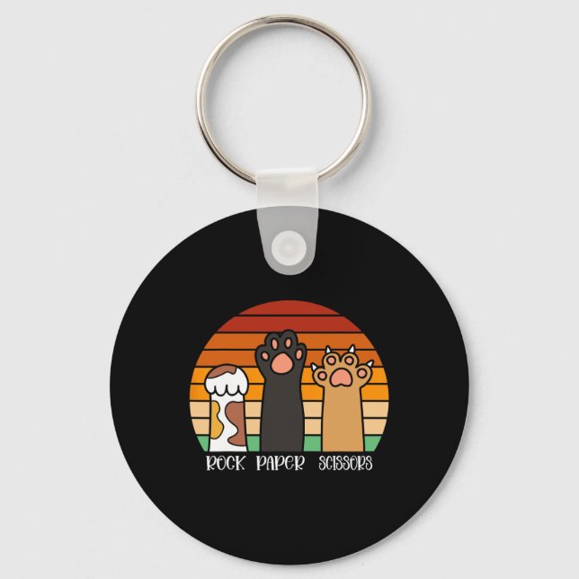 Chaveiro Rock Paper Tesoura Jogo Kitten Lover Paws Animais (Frente)